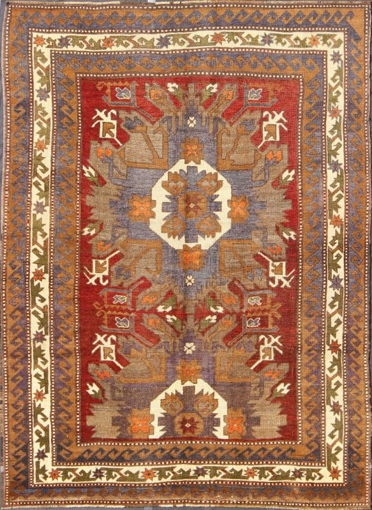 Large Turkish Vintage Oushak Rug with Medallions in Red, Taupe, Olive and Gray Measures: 7'8'' x 10'3''. This vintage Turkish Oushak gallery rug (circa mid - 20th century) features a unique blend of colors and an intricately beautiful design. T... - Keivan Woven ArtsTU - MTU - 4625 - 7735Rug