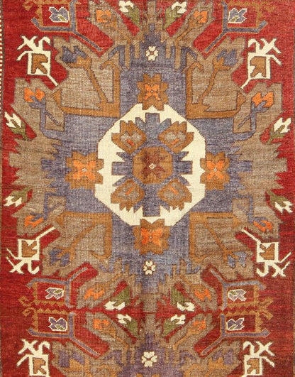 Large Turkish Vintage Oushak Rug with Medallions in Red, Taupe, Olive and Gray Measures: 7'8'' x 10'3''. This vintage Turkish Oushak gallery rug (circa mid - 20th century) features a unique blend of colors and an intricately beautiful design. T... - Keivan Woven ArtsTU - MTU - 4625 - 7735Rug