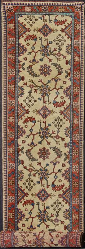 Long Turkish Oushak Runner with All - Over Floral Design in Ivory, Red and Blue, rug mtu - 4627, country of origin / type: Turkey / Oushak, circa mid - 20th century This long antique Turkish Oushak runner (circa 1920) is remarkably elegant in both col... - Keivan Woven ArtsTU - MTU - 4627 - 7739Rug