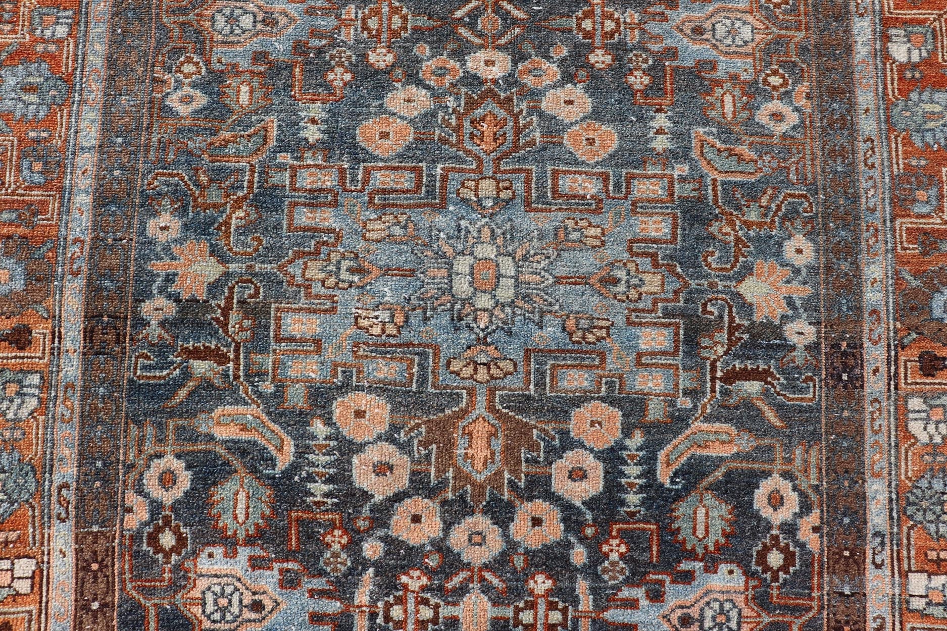 Measures: 4'4 x 6'2 Antique Persian Malayer Rug with All - Over Sub - Geometric Floral Design. Keivan Woven Arts; rug TU - MTU - 4676; country of origin / type: Persian / Malayer, circa 1920. This antique Persian Malayer rug features a layered medal... - Keivan Woven ArtsTU - MTU - 4676 - 22063