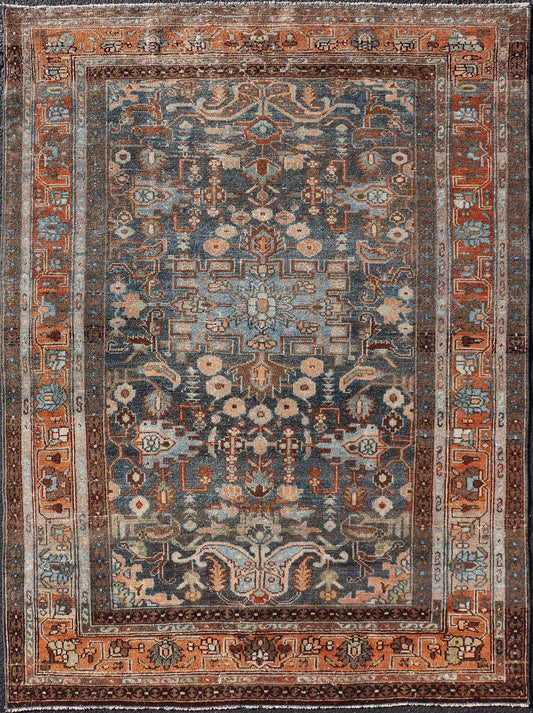 Measures: 4'4 x 6'2 Antique Persian Malayer Rug with All - Over Sub - Geometric Floral Design. Keivan Woven Arts; rug TU - MTU - 4676; country of origin / type: Persian / Malayer, circa 1920. This antique Persian Malayer rug features a layered medal... - Keivan Woven ArtsTU - MTU - 4676 - 22063Rug