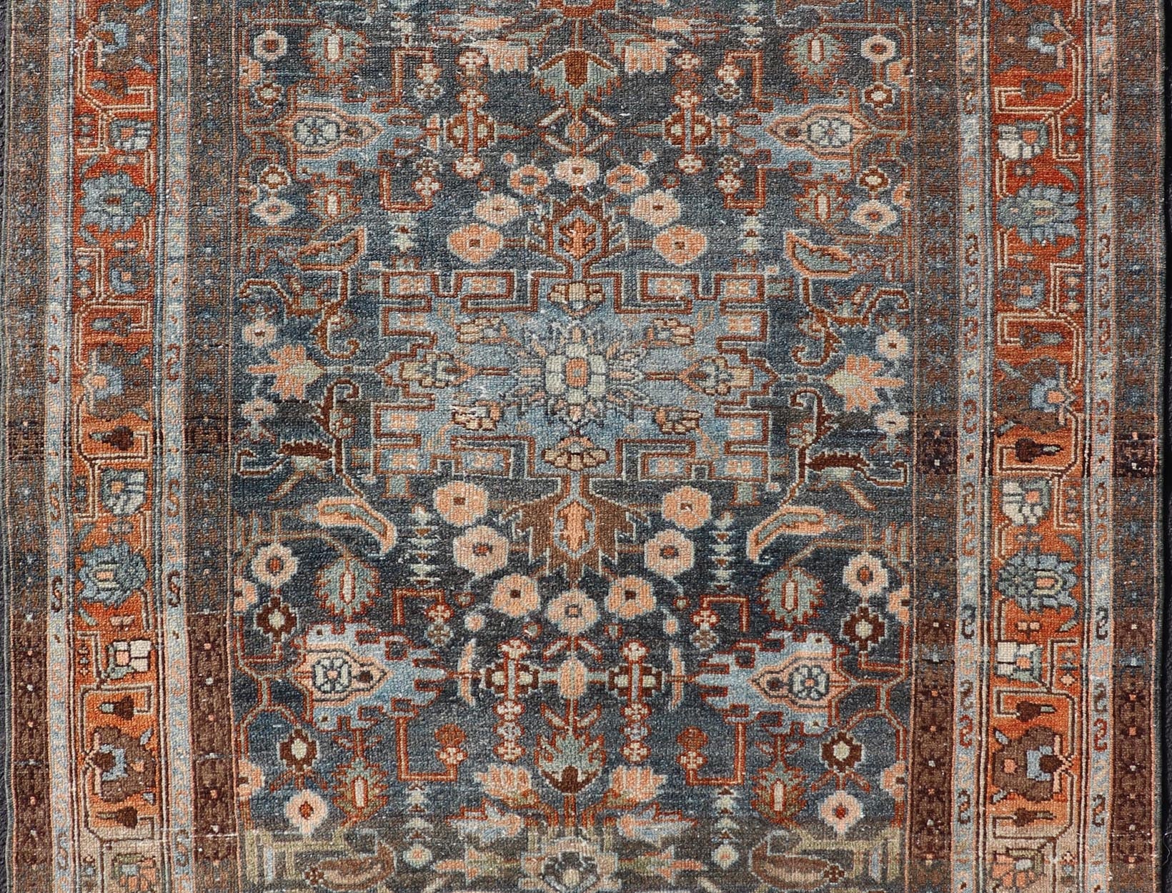 Measures: 4'4 x 6'2 Antique Persian Malayer Rug with All - Over Sub - Geometric Floral Design. Keivan Woven Arts; rug TU - MTU - 4676; country of origin / type: Persian / Malayer, circa 1920. This antique Persian Malayer rug features a layered medal... - Keivan Woven ArtsTU - MTU - 4676 - 22063