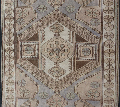 Vintage Turkish Hand - Woven Oushak Medallion Rug in Lavender and Khaki Vintage Oushak Rug from Turkey with Medallion Design, rug TU - MTU - 4847, country of origin / type: Turkey / Oushak, circa 1950 This vintage Turkish Oushak rug features a ... - Keivan Woven ArtsTU - MTU - 4847 - 10786Rug