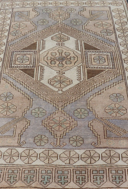 Vintage Turkish Hand - Woven Oushak Medallion Rug in Lavender and Khaki Vintage Oushak Rug from Turkey with Medallion Design, rug TU - MTU - 4847, country of origin / type: Turkey / Oushak, circa 1950 This vintage Turkish Oushak rug features a ... - Keivan Woven ArtsTU - MTU - 4847 - 10786Rug