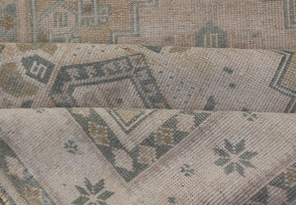 Vintage Turkish Oushak Runner in Neutral Tones , Taupe, Gray Green, Yellow. Vintage Turkish Oushak Runner in Neutral & Warm Colors with Tribal Medallions, rug TU - MTU - 4870, country of origin / type: Turkey / Oushak, circa mid - 20th. Measur... - Keivan Woven ArtsTU - MTU - 4870 - 18619Rug