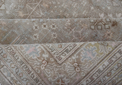 Muted Antique Persian Joshegan Rug with Sub - Geometric All - Over Design Measures: 7'8 x 11'0 This antique Joshegan rug beautifully displays the Persian expertise of this period. The taupe background is heavily decorated with motifs, as wel... - Keivan Woven ArtsTU - MTU - 4875 - 18950Rug