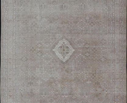 Muted Antique Persian Joshegan Rug with Sub - Geometric All - Over Design Measures: 7'8 x 11'0 This antique Joshegan rug beautifully displays the Persian expertise of this period. The taupe background is heavily decorated with motifs, as wel... - Keivan Woven ArtsTU - MTU - 4875 - 18950Rug