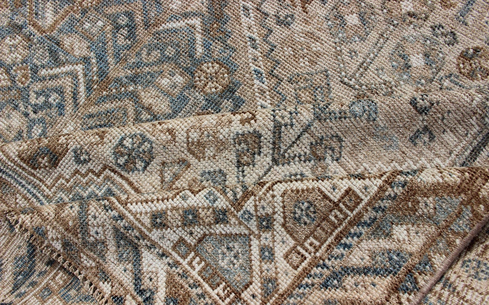 Blue/Taupe/ an Antique Persian Shiraz Rug with Tribal Geometric Medallions Persian Shiraz rug with Vertical Sub - Geometric Medallions, rug DSP - A342934, country of origin / type: Iran / Shiraz, circa 1920 Persian Shiraz rug with Vertical Sub - ... - Keivan Woven ArtsTU - MTU - 4904 - 12144