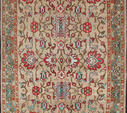 Vibrant and Unique All - Over Design Vintage Hand Knotted Turkish Oushak Rug in Red and Tan Tan and red tribal all - over design Oushak vintage rug from Turkey, rug TU - MTU - 4934, country of origin / type: Turkey / Oushak, circa 1930. kwa rugs Keivan ... - Keivan Woven ArtsTU - MTU - 4934 - 12709Rug