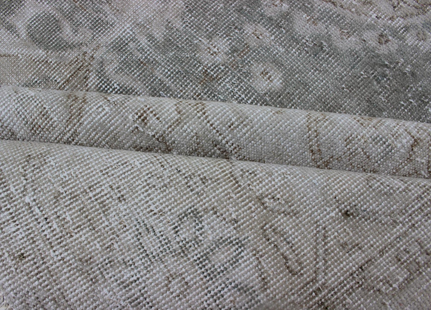 Distressed Turkish Carpet with Floral Design in Gray Green, Brown and Ivory Turkish carpet with distressed Floral design in gray green, cream and light brown highlights. Keivan Woven Arts, Rug / TU - MTU - 4942, mid - 20th century, Turkey ... - Keivan Woven ArtsTU - MTU - 4942 - 12180Rug