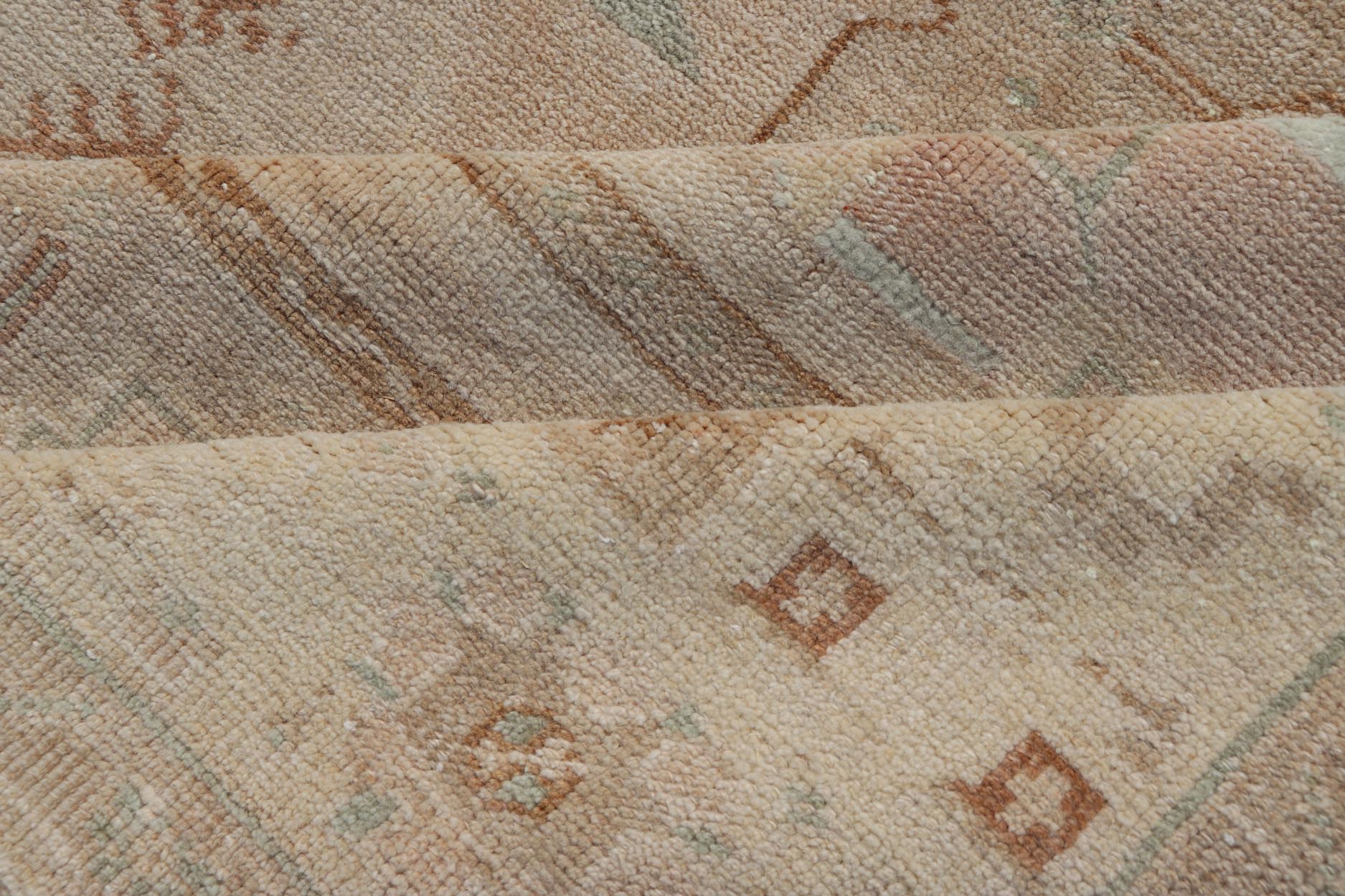 Vintage Oushak Rug from Turkey with Muted Colors and Tribal Medallion. Vintage Oushak Turkish Rug from Anatolian region of Turkey displays Muted colors and delicate tones with Florals and geometric medallion. Keivan Woven Arts rug/ TU - MTU - 4948 ... - Keivan Woven ArtsTU - MTU - 4948 - 18980Rug