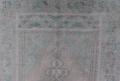Vintage Turkish Medallion Oushak Area Rug in Tan, Taupe, Pink, and Green Measures: 4'7 x 8'4 This vintage beauty was hand - knotted in Turkey during the 1950's. Vintage Oushak rugs are incredibly popular for their durability, as well as t... - Keivan Woven ArtsTU - MTU - 4949 - 19208Rug