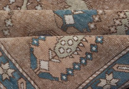 All - Over paisley Design Vintage Turkish Tulu, Keivan Woven Arts / rug TU - MTU - 4953, country of origin / type: Turkey / Oushak, circa 1940. Measures: 3'5 x 6'1 Vintage Turkish Tulu Rug with large Scale Paisley Design in Tans, Brown and Blue - Keivan Woven ArtsTU - MTU - 4953 - 18992Rug