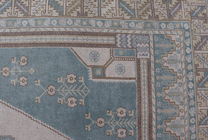 Large Vintage Turkish Oushak Rug with Central Medallion in Blue and Cream Faded vintage Turkish Oushak rug with Central Medallion in cream and blue, rug TU - MTU - 6011, country of origin / type: Turkey / Oushak, circa 1940 This sublime a... - Keivan Woven ArtsTU - MTU - 6011 - 19220Rug