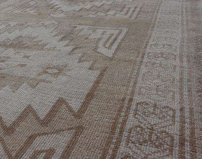 Vintage Hand Knotted Turkish Oushak Kars in Muted Tones & Neutral Colors Turkish Kars/Oushak rug possesses two medallions with overall Sub - geometric design paired with Delicate colors and muted tones. circa/1940 Keivan Woven Arts / rug/ TU - MTU - 6... - Keivan Woven ArtsTU - MTU - 65 - 18734Rug
