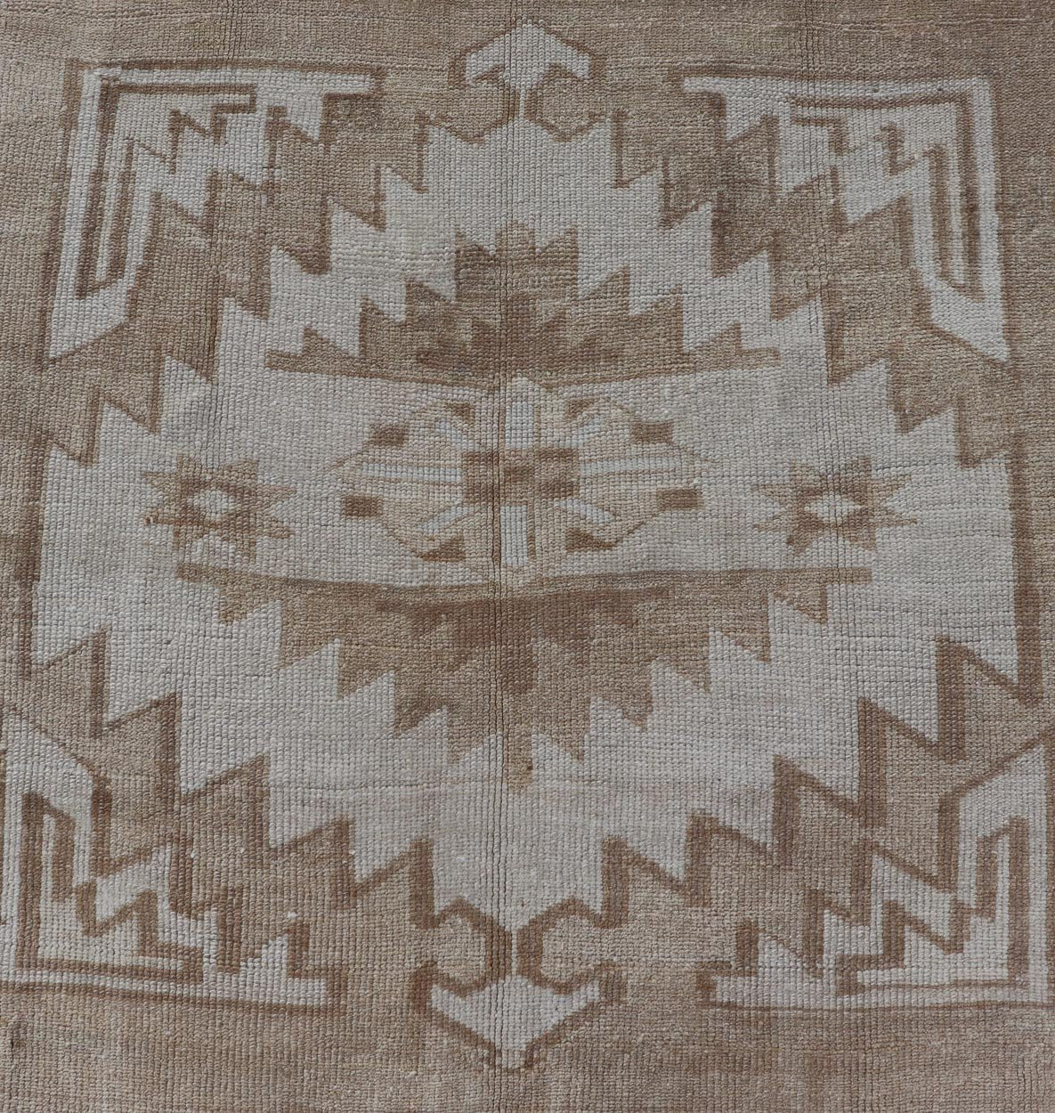 Vintage Hand Knotted Turkish Oushak Kars in Muted Tones & Neutral Colors Turkish Kars/Oushak rug possesses two medallions with overall Sub - geometric design paired with Delicate colors and muted tones. circa/1940 Keivan Woven Arts / rug/ TU - MTU - 6... - Keivan Woven ArtsTU - MTU - 65 - 18734Rug