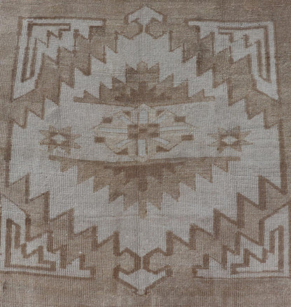Vintage Hand Knotted Turkish Oushak Kars in Muted Tones & Neutral Colors Turkish Kars/Oushak rug possesses two medallions with overall Sub - geometric design paired with Delicate colors and muted tones. circa/1940 Keivan Woven Arts / rug/ TU - MTU - 6... - Keivan Woven ArtsTU - MTU - 65 - 18734Rug