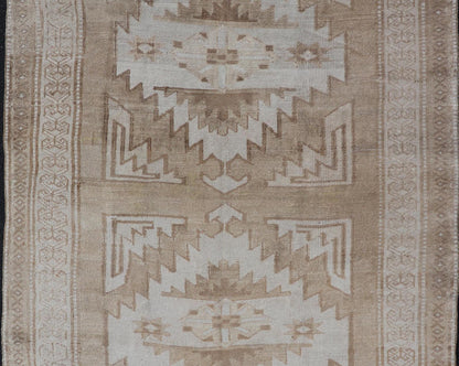 Vintage Hand Knotted Turkish Oushak Kars in Muted Tones & Neutral Colors Turkish Kars/Oushak rug possesses two medallions with overall Sub - geometric design paired with Delicate colors and muted tones. circa/1940 Keivan Woven Arts / rug/ TU - MTU - 6... - Keivan Woven ArtsTU - MTU - 65 - 18734Rug