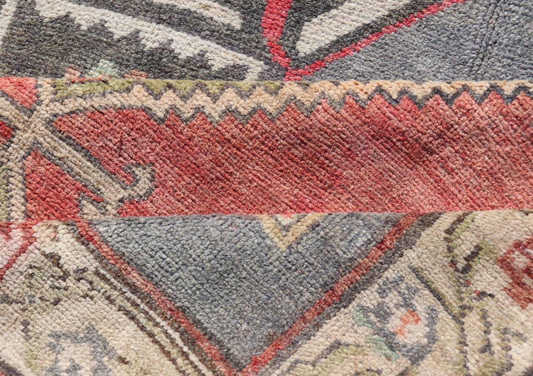 Red Field Vintage Turkish Oushak Gallery Runner with A Geometric Design Red field vintage Turkish Oushak rug with vertical geometric medallions, Keivan Woven Arts / rug TU - MTU - 8 , country of origin / type: Turkey / Oushak, circa 1940 ... - Keivan Woven ArtsTU - MTU - 8 - 18637Rug