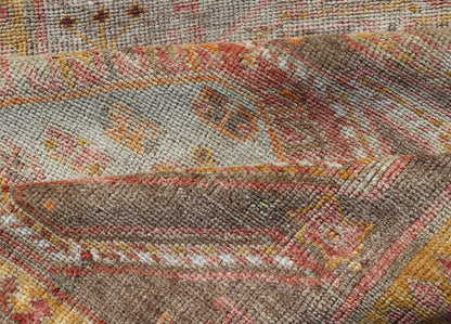 Measures: 2'11 x 10'11 Vintage Turkish Oushak Runner with Tribal Medallions in Brown's, Yellow, and Red. Keivan Woven Arts / rug TU - MTU - 936, country of origin / type: Turkey / Oushak, circa 1940. This vintage Oushak runner features a unique blen... - Keivan Woven ArtsTU - MTU - 936 - 21985Rug