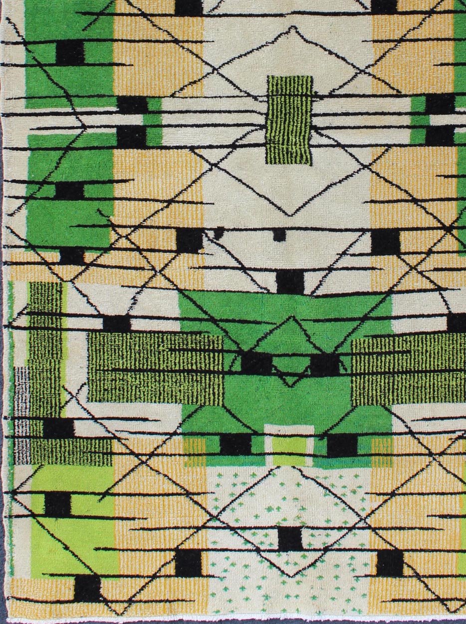 Vintage Turkish Zeki Muren Mid - Century Modern Rug in a Variety of Green Colors. Vintage Turkish Mid - Century Modern Rug with Green colors, black, ivory and Tan. kwarug/Tu - Mtu - 95170, Alive with invigorating shades of vivid green and contemporary ... - Keivan Woven ArtsTU - MTU - 95170 - 4564Rug