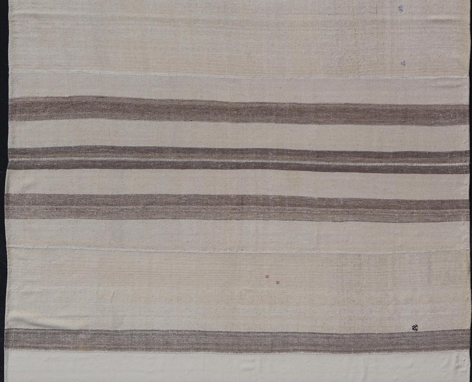 Large Vintage Turkish multi paneled Kilim Rug With Stripes in Brown, White & Cream. Flat - weave Kilim vintage rug from Turkey with stripes in brown, white, taupe, and cream Rug TU - NED - 1003, country of origin / type: Turkey / Kilim, circa 1950 ... - Keivan Woven ArtsTU - NED - 1003 - 14556Rug