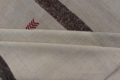 Large Vintage Turkish Kilim Rug with Multiple Panels in Taupe, Brown and Cream. Vintage Flat - weave Kilim rug from Turkey with stripes in brown, taupe, and cream Rug TU - NED - 1004, country of origin / type: Turkey / Kilim, circa 1930 Woven ... - Keivan Woven ArtsTU - NED - 1004 - 14560Rug