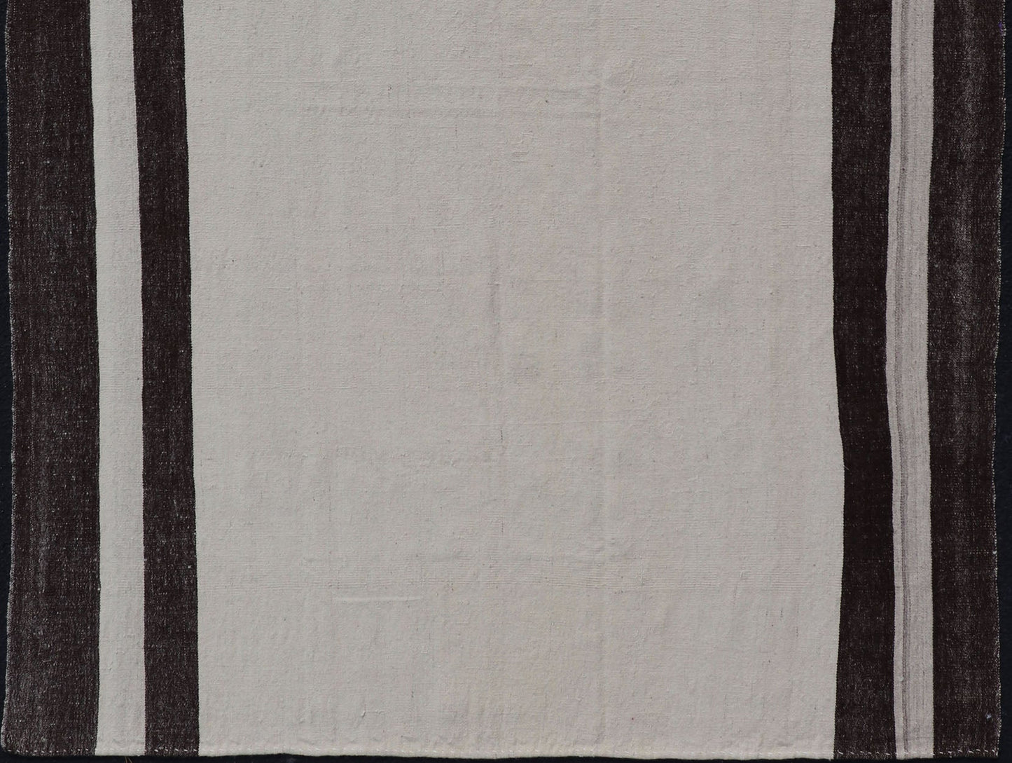 Minimalist Design Off White and Brown Colored Vintage Turkish Kilim Rug. Keivan Woven Arts / rug TU - NED - 1017, country of origin / type: Turkey / Kilim, circa 1950 Measures: 5'7 x 9'1 This mid - century vintage Kilim is set on an off white/... - Keivan Woven ArtsTU - NED - 1017 - 14482Rug