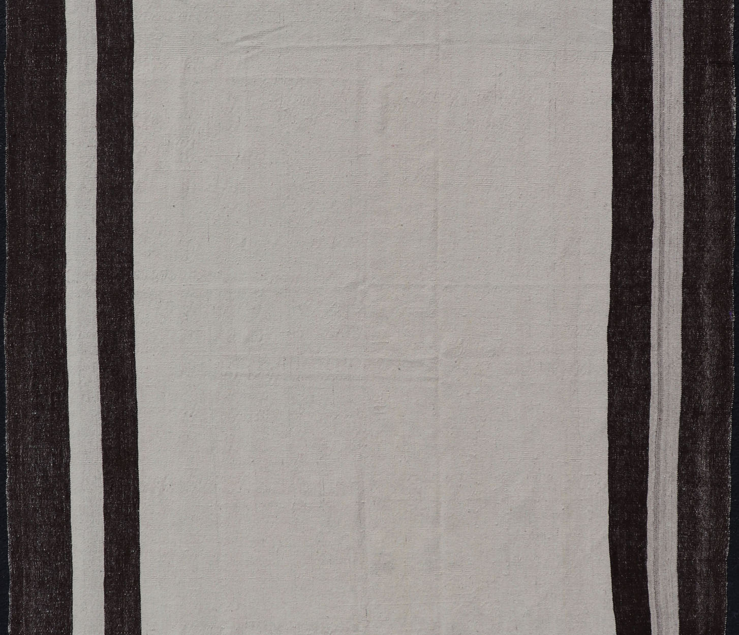 Minimalist Design Off White and Brown Colored Vintage Turkish Kilim Rug. Keivan Woven Arts / rug TU - NED - 1017, country of origin / type: Turkey / Kilim, circa 1950 Measures: 5'7 x 9'1 This mid - century vintage Kilim is set on an off white/... - Keivan Woven ArtsTU - NED - 1017 - 14482Rug