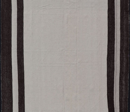 Minimalist Design Off White and Brown Colored Vintage Turkish Kilim Rug. Keivan Woven Arts / rug TU - NED - 1017, country of origin / type: Turkey / Kilim, circa 1950 Measures: 5'7 x 9'1 This mid - century vintage Kilim is set on an off white/... - Keivan Woven ArtsTU - NED - 1017 - 14482Rug