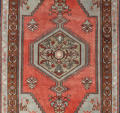 Medallion Vintage Turkish Oushak in Soft Red, Charcoal, Gray and Brown Medallion vintage Turkish Oushak in red, gray, charcoal, and brown, rug TU - NED - 1022 country of origin / type: Turkey / Oushak, circa 1940. This beautiful vintage Ousha... - Keivan Woven ArtsTU - NED - 1022 - 14388Rug