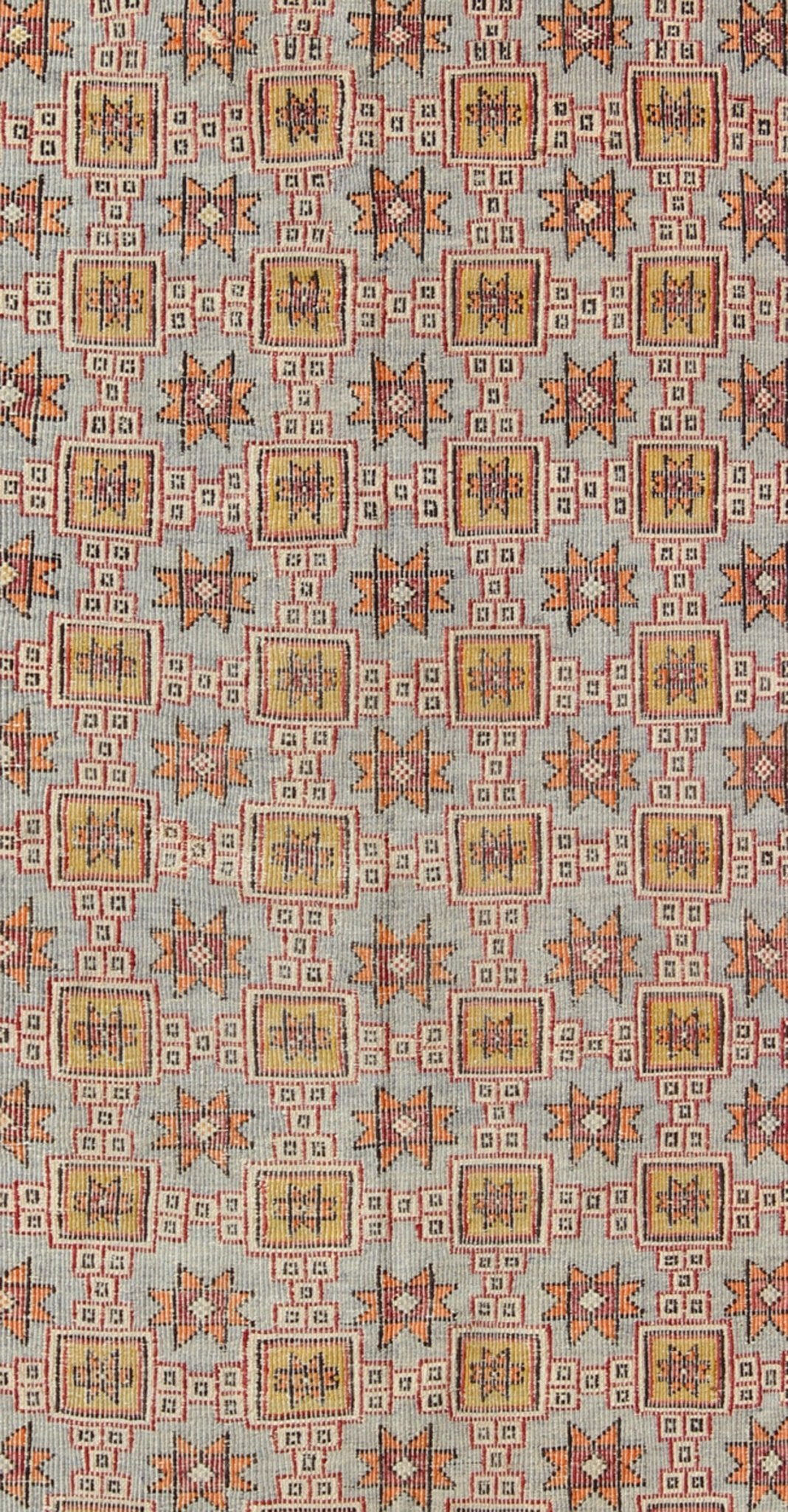 Long Kilim rug geometric vintage Turkish Kilim rug with colorful all - over star design. Keivan Woven Arts / rug TU - NED - 1111, country of origin / type: Turkey / Oushak, circa 1950 Featuring an all - over design of stars and boxes with a spotted and ... - Keivan Woven ArtsTU - NED - 1111 - 9182Rug