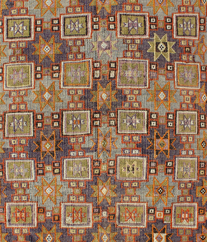 Grayish Blue Background Geometric Turkish Vintage Kilim Midcentury Rug kwarugs Grayish blue background geometric Turkish Oushak midcentury rug. Keivan Woven Arts / rug TU - NED - 1114, country of origin / type: Turkey / Oushak, circa 1950 Measure... - Keivan Woven ArtsTU - NED - 1114 - 8935Rug