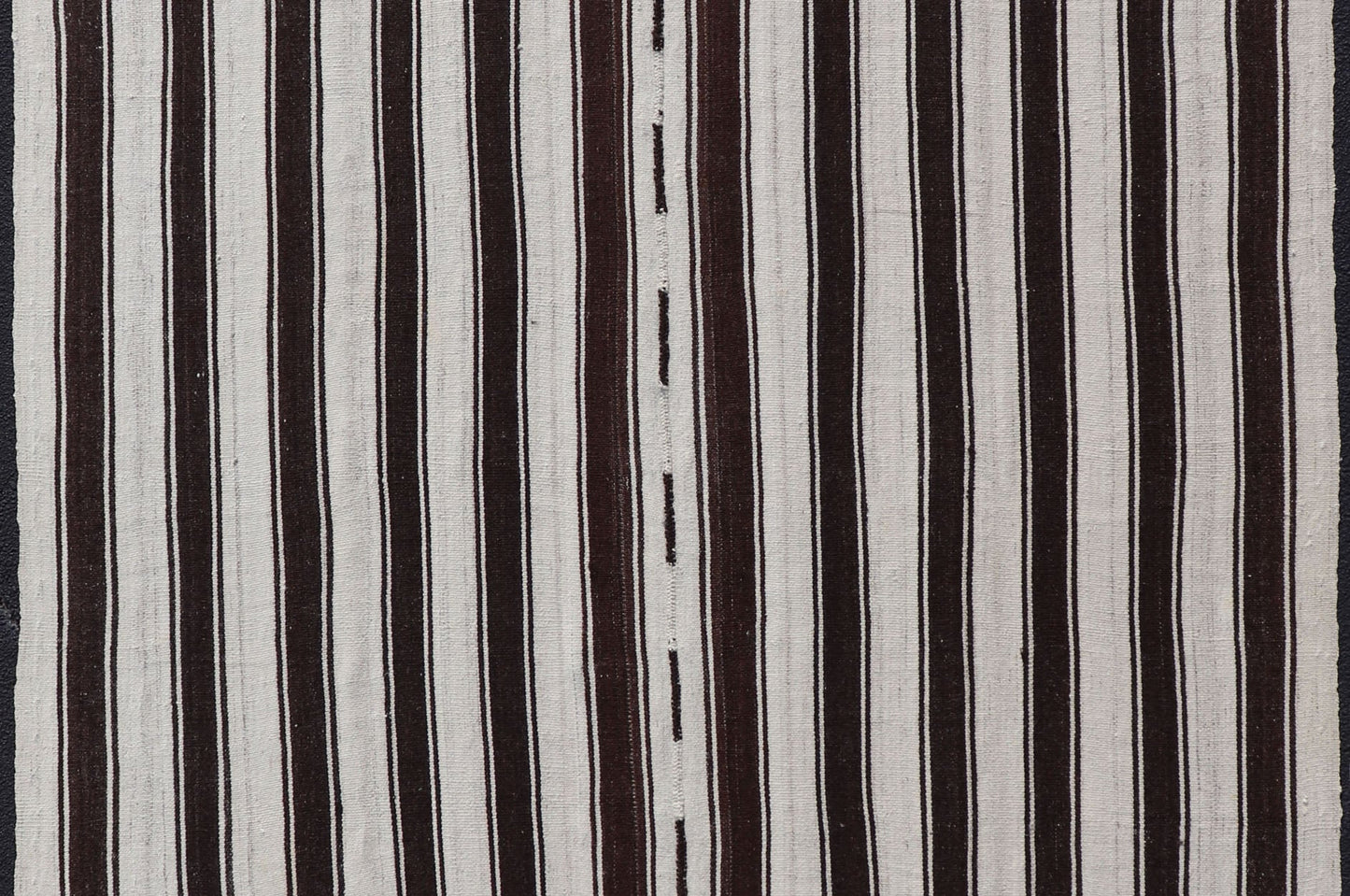 Vintage Turkish Kilim Rug with Vertical Stripes in Chocolate Brown and Cream Flat - weave vintage Kilim vintage rug from Turkey with vertical stripes in dark brown and cream. Rug TU - NED - 1123, country of origin / type: Turkey / Kilim, circa 1950 ... - Keivan Woven ArtsTU - NED - 1123 - 14520Rug