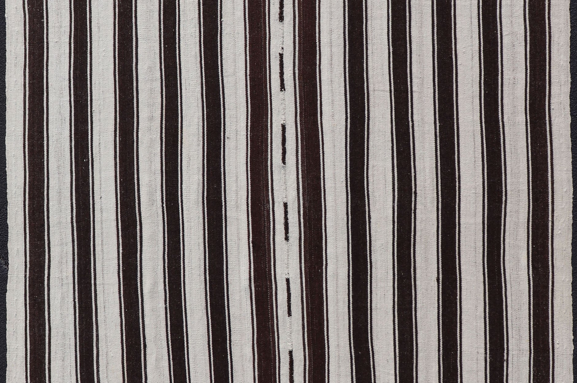 Vintage Turkish Kilim Rug with Vertical Stripes in Chocolate Brown and Cream Flat - weave vintage Kilim vintage rug from Turkey with vertical stripes in dark brown and cream. Rug TU - NED - 1123, country of origin / type: Turkey / Kilim, circa 1950 ... - Keivan Woven ArtsTU - NED - 1123 - 14520Rug