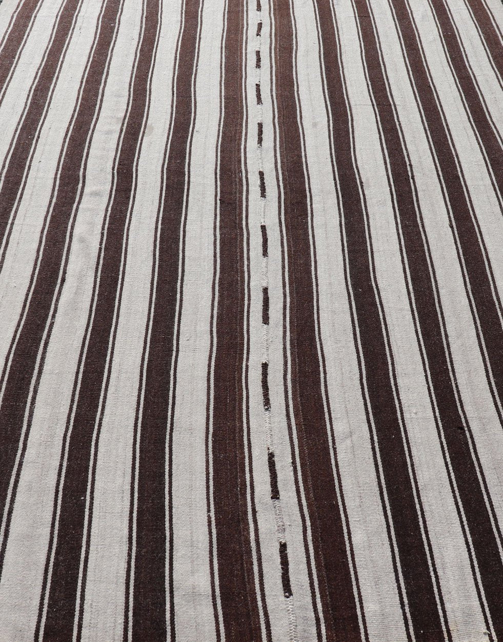 Vintage Turkish Kilim Rug with Vertical Stripes in Chocolate Brown and Cream Flat - weave vintage Kilim vintage rug from Turkey with vertical stripes in dark brown and cream. Rug TU - NED - 1123, country of origin / type: Turkey / Kilim, circa 1950 ... - Keivan Woven ArtsTU - NED - 1123 - 14520Rug