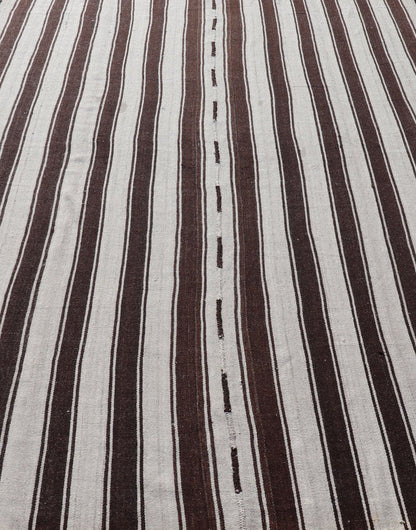 Vintage Turkish Kilim Rug with Vertical Stripes in Chocolate Brown and Cream Flat - weave vintage Kilim vintage rug from Turkey with vertical stripes in dark brown and cream. Rug TU - NED - 1123, country of origin / type: Turkey / Kilim, circa 1950 ... - Keivan Woven ArtsTU - NED - 1123 - 14520Rug