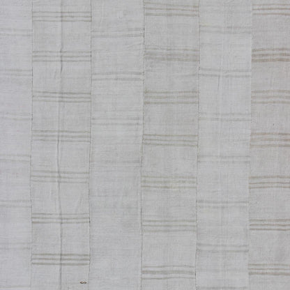 Square Vintage Paneled Flat - Weave with Modern Design in White and Neutral Tones Square vintage paneled flat - weave Kilim from Turkey in white and neutral tones This multi paneled Kilim is an example of Provincial minimalism that has conformed ... - Keivan Woven ArtsTU - NED - 1202 - 11703Rug