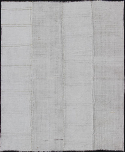 Turkish Paneled Kilim Vintage Rug in Off - White Turkish paneled off - white Kilim vintage, rug tu - ned - 1203 country of origin / type: Turkey / Kilim, circa mid - 20th century Woven during the mid - 20th century in Turkey, this designer Kilim is c... - Keivan Woven ArtsTU - NED - 1203 - 11497Rug