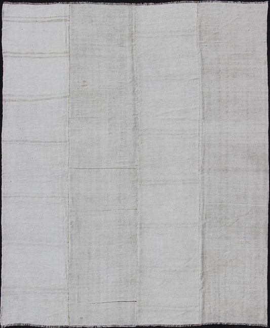Turkish Paneled Kilim Vintage Rug in Off - White Turkish paneled off - white Kilim vintage, rug tu - ned - 1203 country of origin / type: Turkey / Kilim, circa mid - 20th century Woven during the mid - 20th century in Turkey, this designer Kilim is c... - Keivan Woven ArtsTU - NED - 1203 - 11497