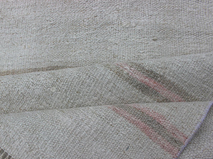 Striped Turkish Hand Woven Vintage Kilim Flat - Weave Rug in Shades of Soft Red and Cream Cream and soft red vintage Kilim from Turkey with Minimalist design in stripes, Keivan Woven Arts / rug TU - NED - 1209, country of origin / type: Turkey / Kilim... - Keivan Woven ArtsTU - NED - 1209 - 12202Rug
