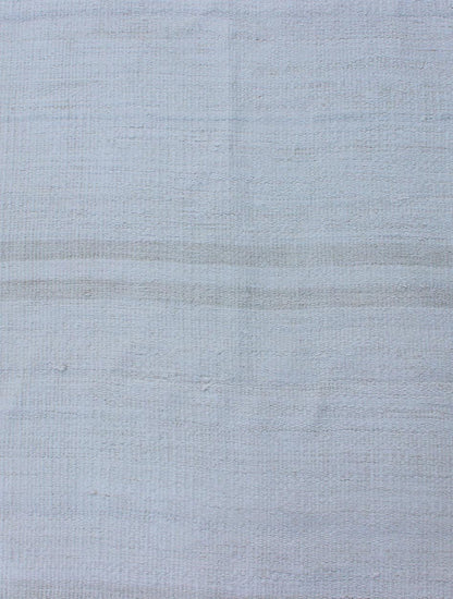 Vintage Turkish Flat - Weave Runner with Modern Stripe Design in White Color. Keivan Woven Arts / rug TU - NED - 1211, country of origin / type: Turkey / Kilim, circa 1960 Measures: 1'11 x 7'0 This modern - design vintage runner from Turkey features a s... - Keivan Woven ArtsTU - NED - 1211 - 11909Rug