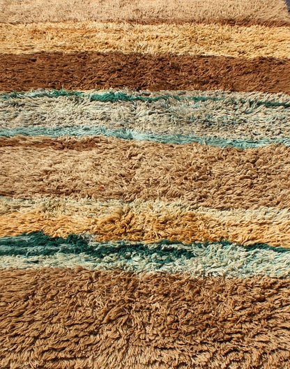 Vintage Turkish Tulu Rug with Modern Design for Modern & Contemporary Interiors. With a lustrous high pile, this Turkish Tulu has a wide stripe pattern that varies in color. The combination of colors in this piece is unique and very pleasant. Me... - Keivan Woven ArtsTU - NED - 136024 - 4592Rug