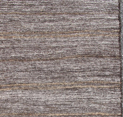 Vintage Turkish Kilim Rug with Variegated Stripes in Charcoal, Gray & Acid Green, rug ned - 136026, country of origin / type: Turkey / Kilim, circa mid - 20th century This vintage Tribal Turkish Kilim carpet is set on a natural gray background and f... - Keivan Woven ArtsTU - NED - 136026 - 4600Rug