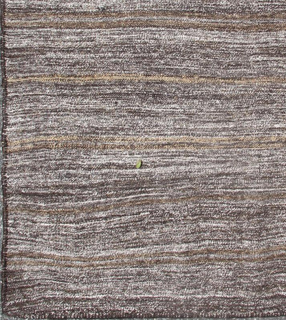 Vintage Turkish Kilim Rug with Variegated Stripes in Charcoal, Gray & Acid Green, rug ned - 136026, country of origin / type: Turkey / Kilim, circa mid - 20th century This vintage Tribal Turkish Kilim carpet is set on a natural gray background and f... - Keivan Woven ArtsTU - NED - 136026 - 4600Rug