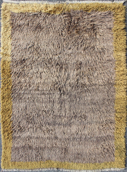 Modern Vintage Turkish Tulu Rug with Open Field in Gray and Cream/Yellow, rug ned - 136582, country of origin / type: Turkey / Tulu, circa mid - 20th century This vintage Tulu rug from Turkey (circa mid - 20th century) is distinguished by a Minimalist... - Keivan Woven ArtsTU - NED - 136582 - 5012Rug