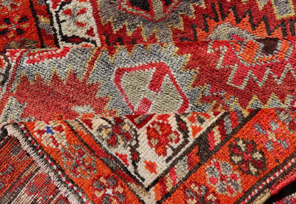 Measures: 2'11 x 9'10 Vintage Turkish Runner with All - Over Diamond Kurdish Design in Multi - Colors. Keivan Woven Arts / rug TU - NED - 4693, country of origin / type: Turkey / Oushak, circa 1950. This beautiful vintage Oushak runner from 1960s Turkey... - Keivan Woven ArtsTU - NED - 4693 - 22135Rug