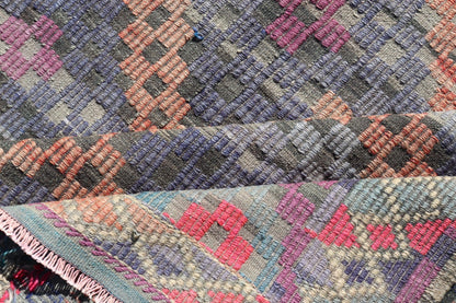 Measures: 6'5 x 7'1 Turkish Vintage Kilim with All - Over Geometric Diamond Design in Multicolor. Keivan Woven Arts / rug TU - NED - 4696, country of origin / type: Turkey / Kilim, circa Mid - 20th Century. This geometric embroidered flat weave from Tur... - Keivan Woven ArtsTU - NED - 4696 - 22147Rug