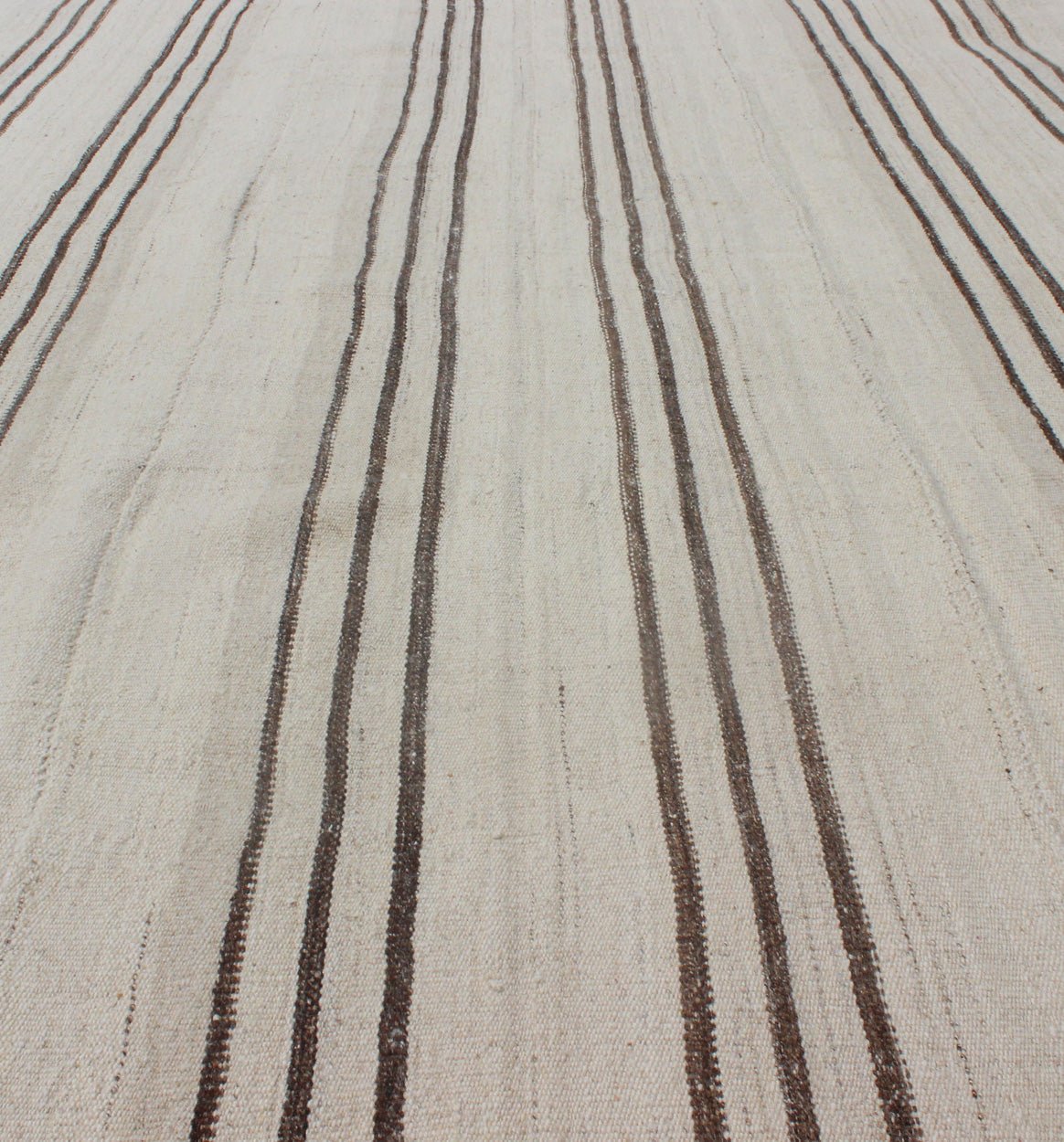 Striped Turkish Vintage Kilim Flat - Weave Rug in Shades of Browns and Ivory. Ivory and brown vintage Kilim from Turkey with Minimalist design in stripes, Keivan Woven Arts / rug/TU - NED - 4720, country of origin / type: Turkey / Kilim, circa 1950c ... - Keivan Woven ArtsTU - NED - 4720 - 9208Rug