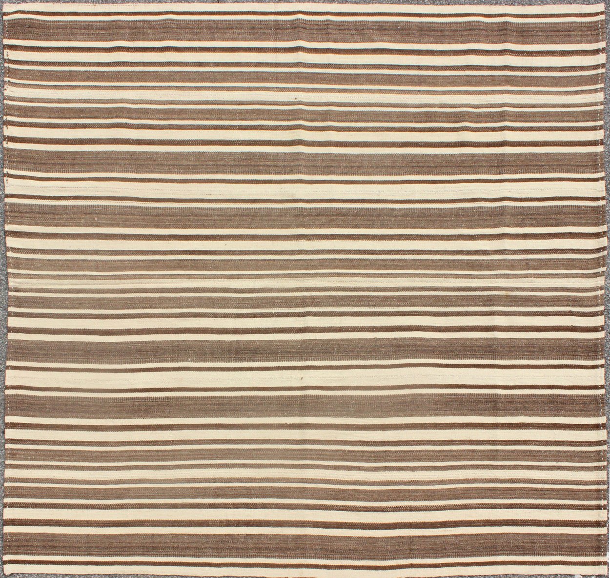 Vintage Turkish Flat - Weave In Muted Colored Kilim in Taupe, Brown and Cream Minimalist design Kilim from Turkey, rug TU - NED - 4724, country of origin / type: Turkey / Kilim, circa 1950 Keivan Woven Arts This vintage flat - woven Kilim feature... - Keivan Woven ArtsTU - NED - 4724 - 9216Rug